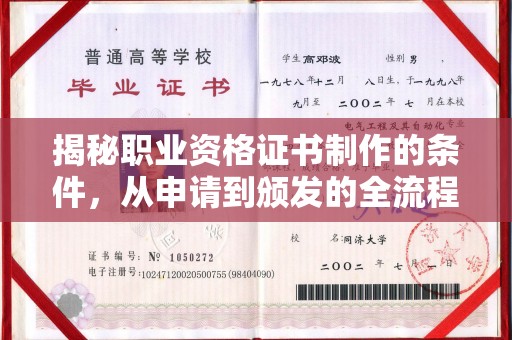 中国澳门揭秘职业资格证书制作的条件，从申请到颁发的全流程解析